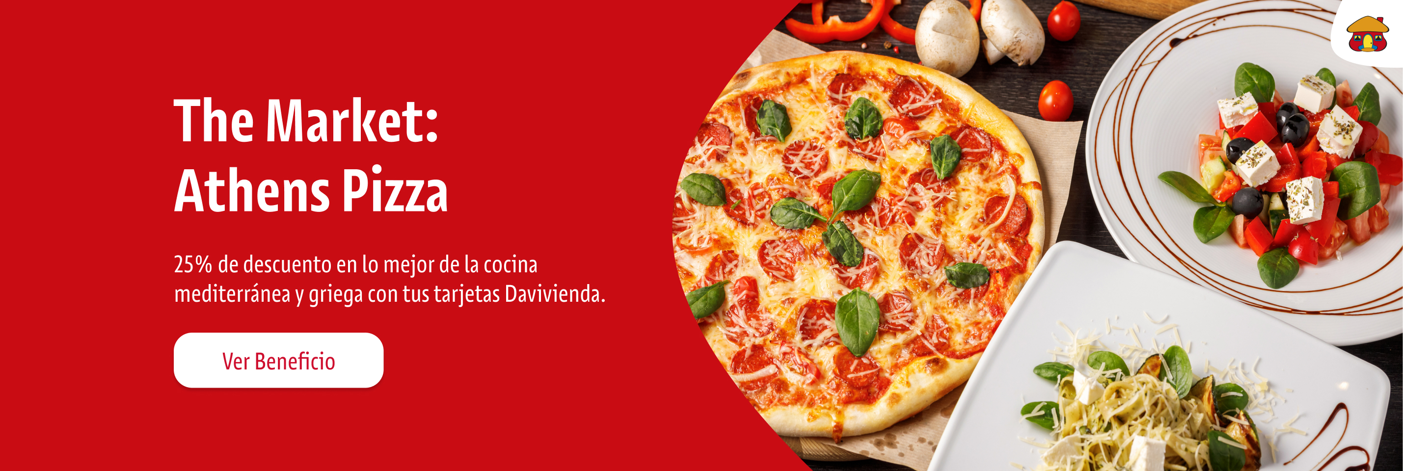 25% de descuento en lo mejor de la cocina mediterránea y griega con tus tarjetas Davivienda.